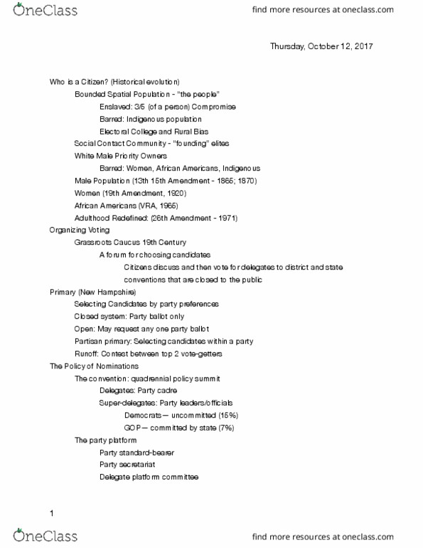 UAPP225 Lecture Notes - Lecture 1: Fifteenth Amendment To The United States Constitution, Closed System, Russ Feingold thumbnail