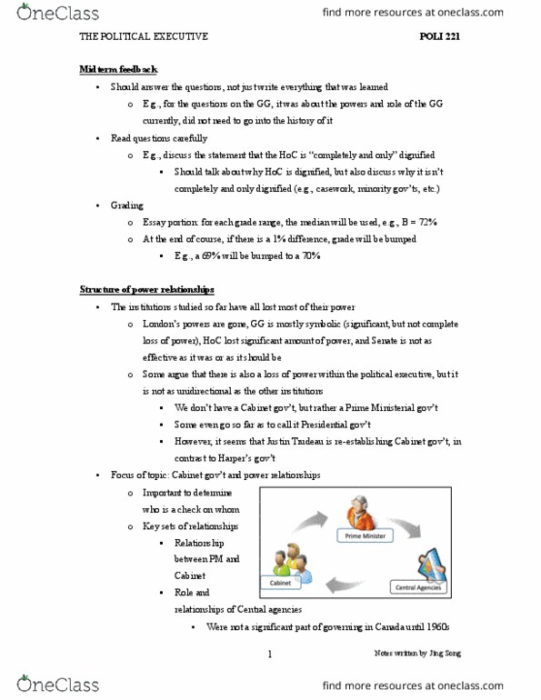 POLI 221 Lecture Notes - Lecture 6: Collective Responsibility, Justin Trudeau, Absolute Monarchy thumbnail