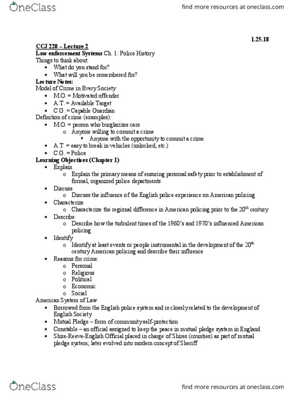 CCJ 220 Lecture Notes - Lecture 2: Slave Codes, Vigilante, Formal System thumbnail