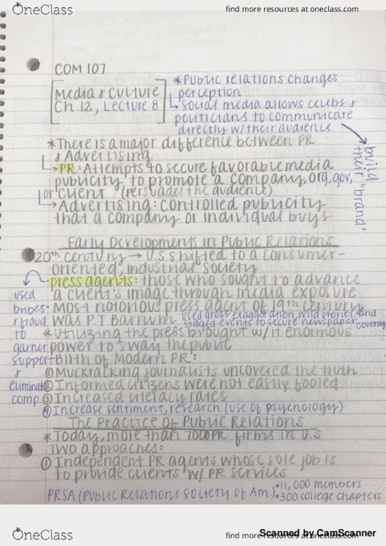 COM 107 Lecture 8: COM 107 Lecture #8 w/ Chapter 12 Textbook Notes (SYRACUSE UNIVERSITY) thumbnail