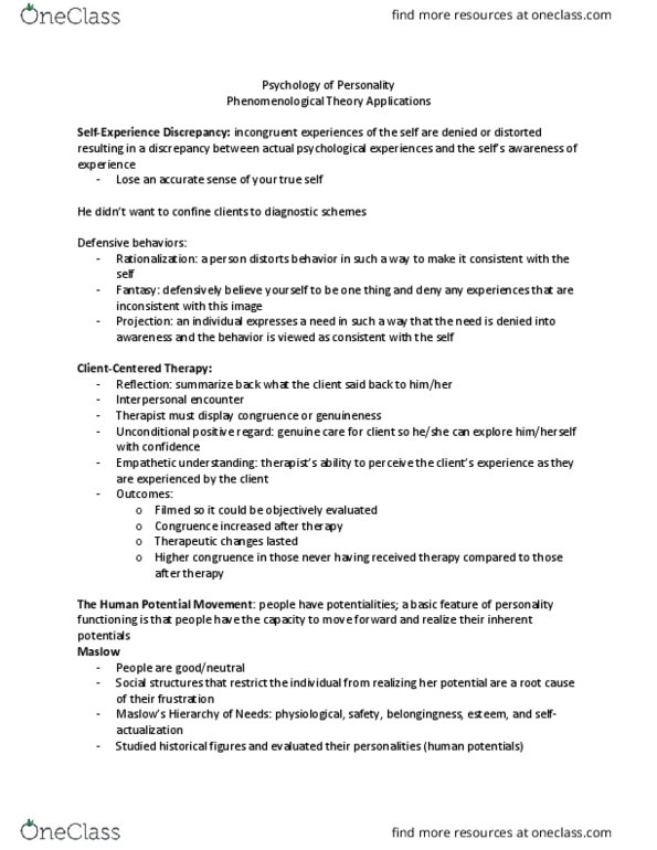 PSY 0160 Chapter Notes - Chapter 6: Human Potential Movement, Unconditional Positive Regard, Ingroups And Outgroups thumbnail