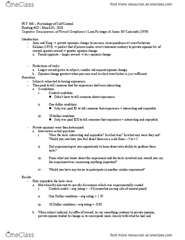 PSY 348 Chapter Notes - Chapter 10: Leon Festinger, Psy, Init thumbnail