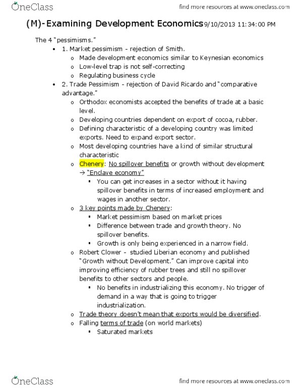 INTL DV 130 Lecture Notes - Price Elasticity Of Demand, Pessimism, Robert W. Clower thumbnail