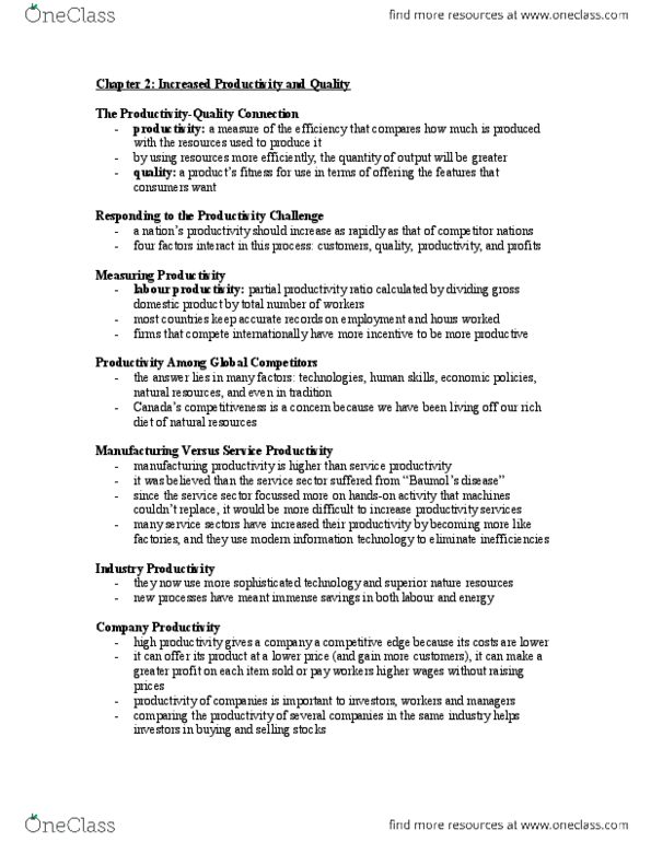 MGTA01H3 Chapter Notes - Chapter 2: Total Quality Management, Gross Domestic Product, Business Process thumbnail