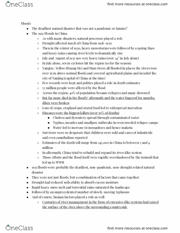 ESCI 1012 Lecture Notes - Lecture 19: Natural Disaster, Cholera, Management System thumbnail