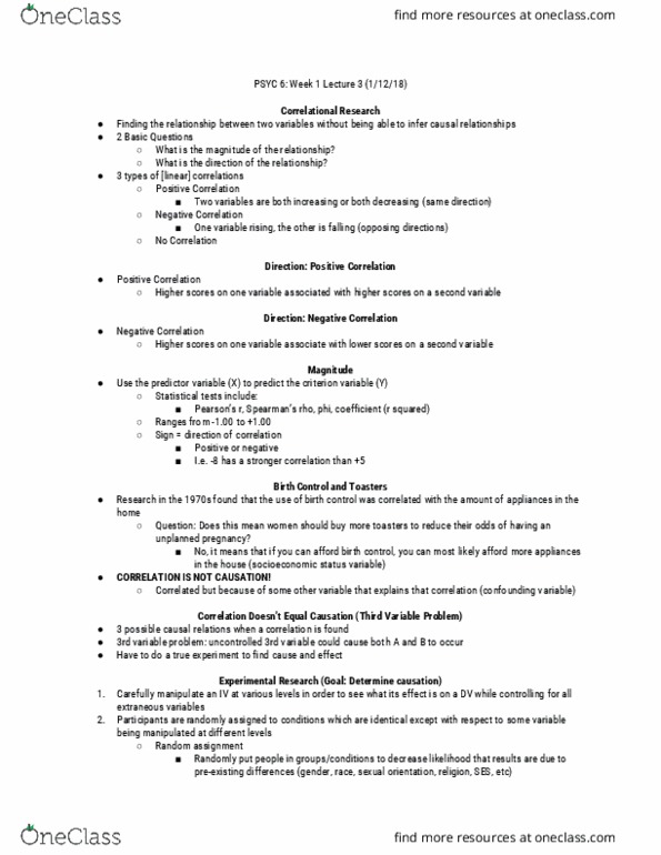 PSYC 6 Lecture Notes - Lecture 3: Confounding, Experiment, Informed Consent thumbnail