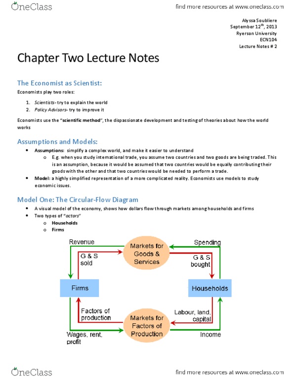 ECN 104 Chapter Notes - Chapter 2: Ryerson University, Opportunity Cost, Scientific Method thumbnail