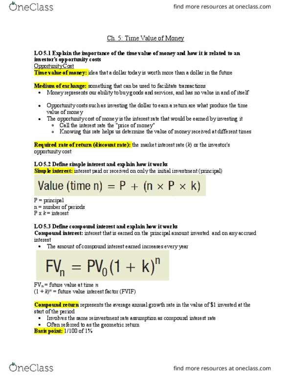 RSM230H1 Chapter Notes - Chapter 5: Money Lo, Compound Interest, Accrued Interest thumbnail