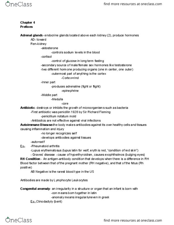 MEDT200 Lecture Notes - Lecture 3: Lupus Erythematosus, Penicillium Chrysogenum, Spina Bifida thumbnail