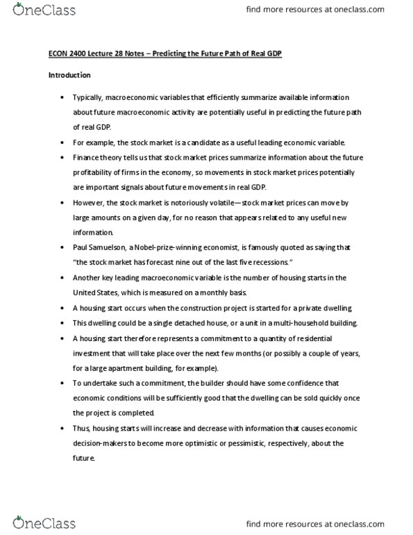 ECON 2400 Lecture Notes - Lecture 28: Paul Samuelson, Single-Family Detached Home, Procyclical And Countercyclical thumbnail