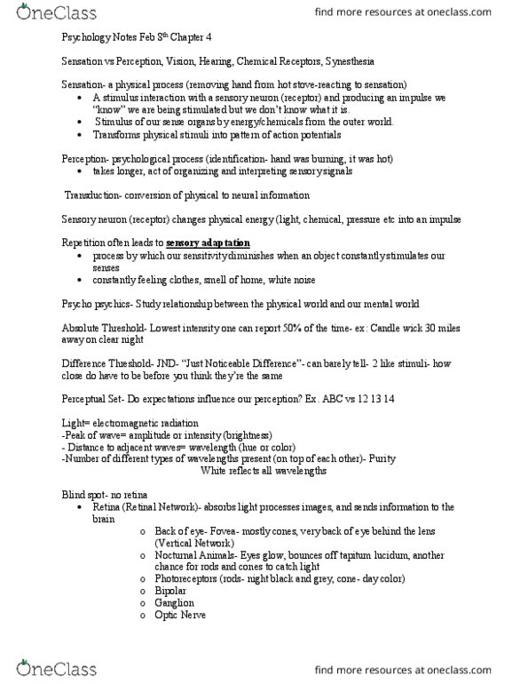 PSY-200 Lecture Notes - Lecture 8: Candle Wick, Nocturnality, White Noise thumbnail