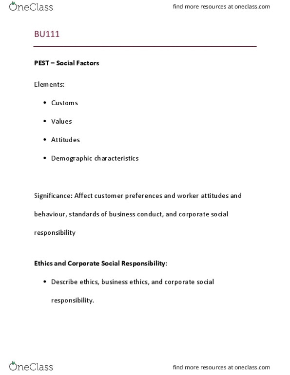 BU111 Lecture Notes - Lecture 20: Corporate Social Responsibility thumbnail