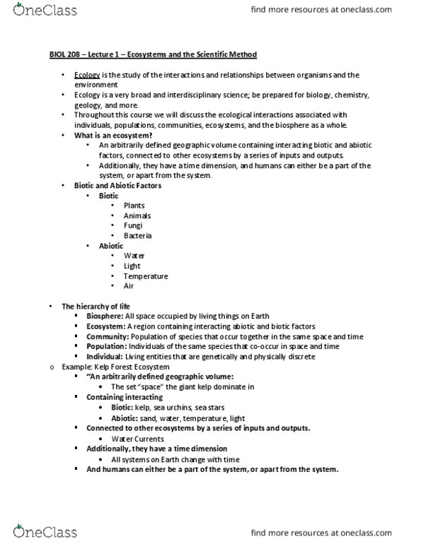 BIOL208 Lecture Notes - Lecture 1: Macrocystis Pyrifera, Overfishing thumbnail