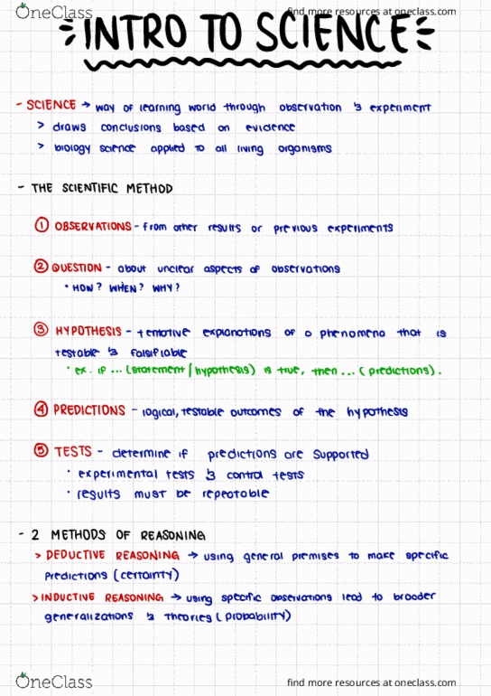 BIOL 1116 Lecture Notes - Lecture 1: Statistical Hypothesis Testing, Falsifiability thumbnail