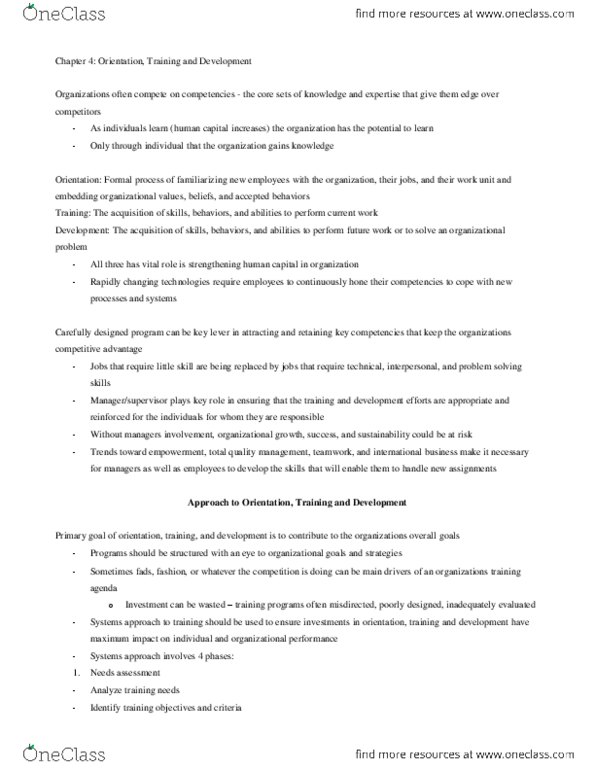 Management and Organizational Studies 1021A/B Chapter Notes - Chapter 4: Programmed Learning, Total Quality Management, Job Performance thumbnail