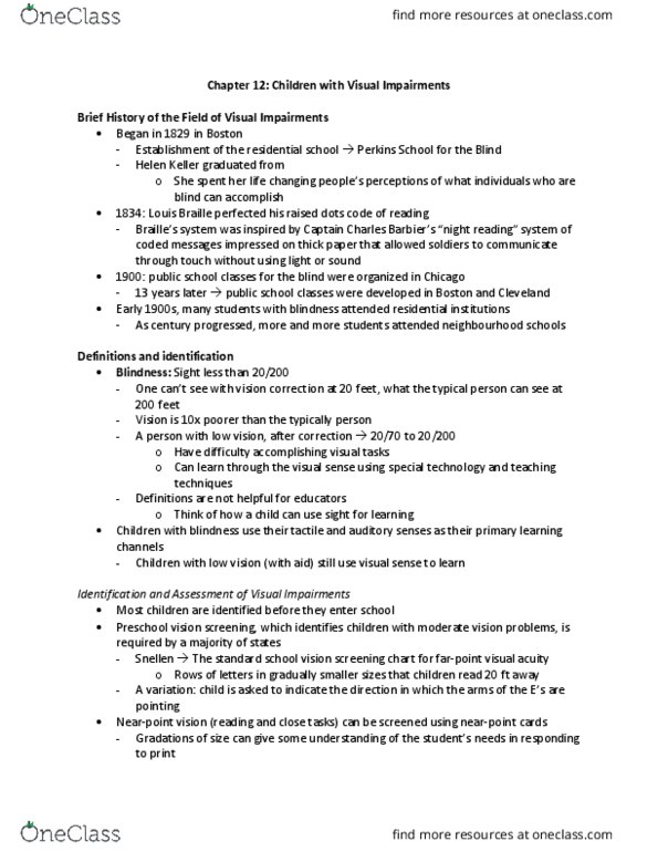 Psychology 2043A/B Chapter Notes - Chapter 12: Louis Braille, Helen Keller, Chicago 13 thumbnail