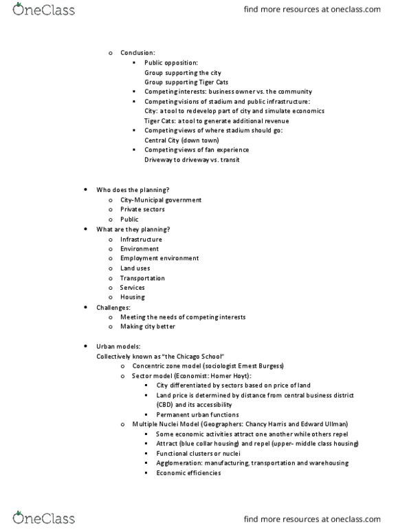 GEOG 1HB3 Lecture Notes - Lecture 30: Concentric Zone Model, Edward Ullman, Ernest Burgess thumbnail