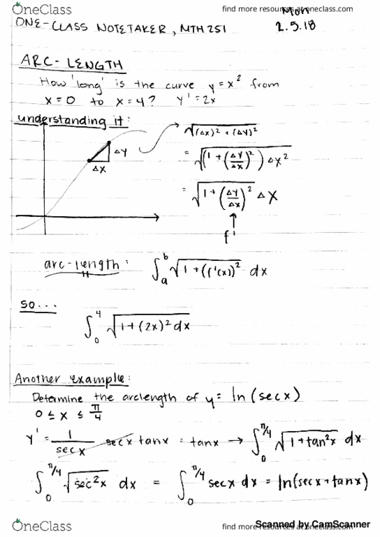 MTH 252H Lecture 12: Arc Lengths & Revolution Solutions thumbnail