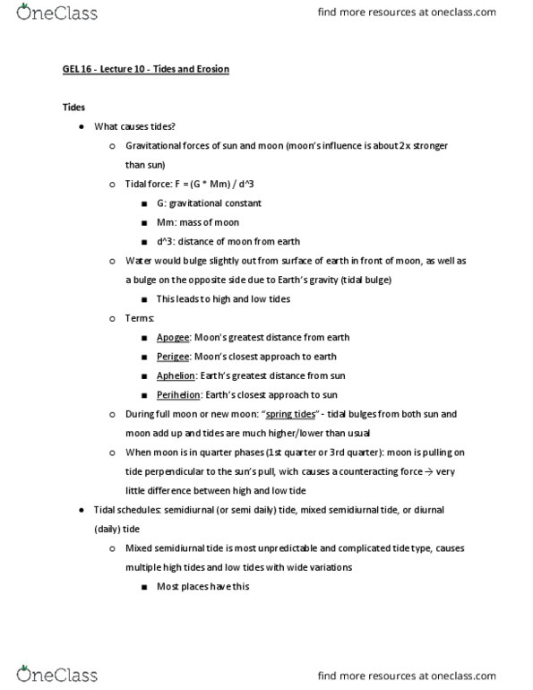 GEL 16 Lecture Notes - Lecture 10: Tide, Apsis, Georgian Lari thumbnail