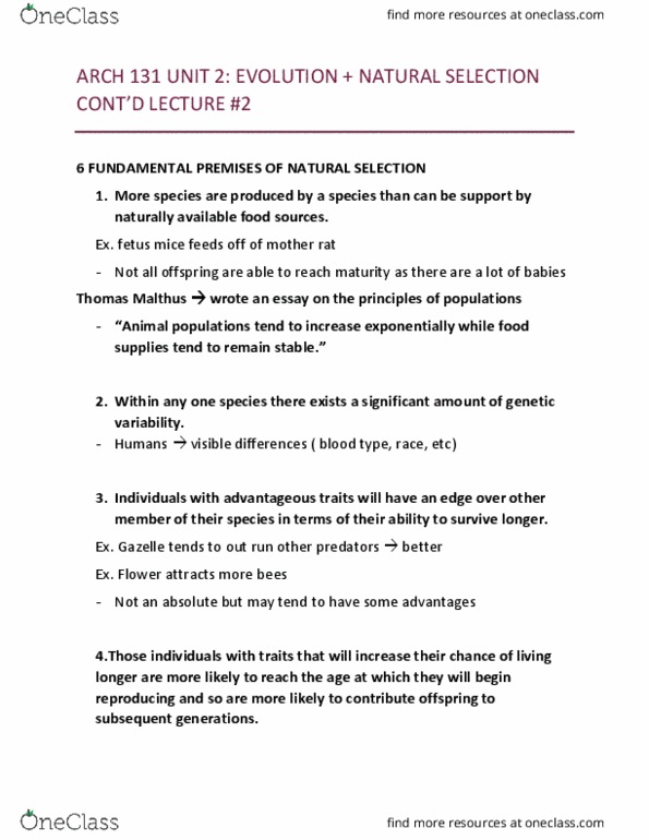 ARCH 131 Lecture Notes - Lecture 2: Thomas Robert Malthus, Fetus, Unit thumbnail