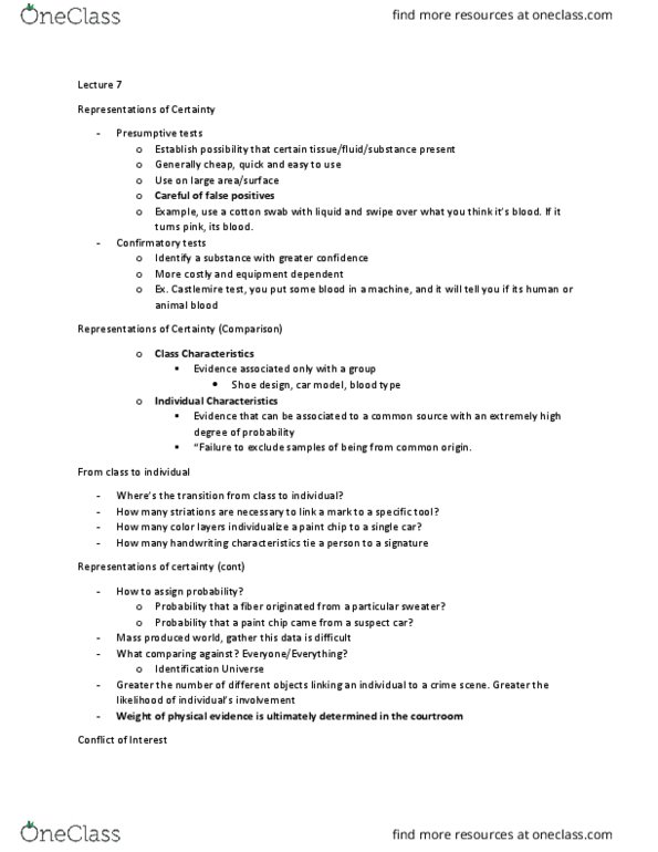 FSC100H5 Lecture Notes - Lecture 7: Cotton Swab, Forensic Pathology, Coroner thumbnail