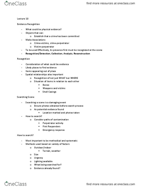 FSC100H5 Lecture Notes - Lecture 10: Thermography, Arson, Buccal Swab thumbnail