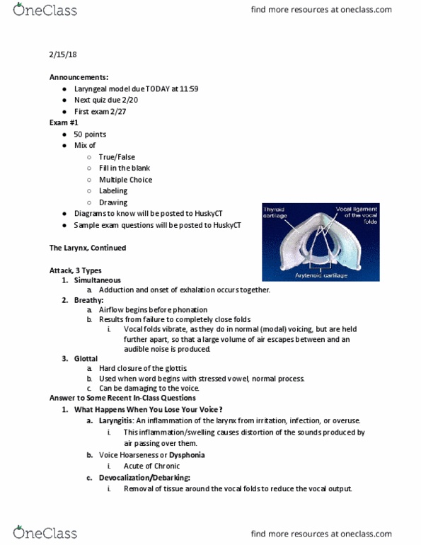 SLHS 2203 Lecture 9: SLHS-2203 - Lecture 9 - The Larynx Cont. thumbnail