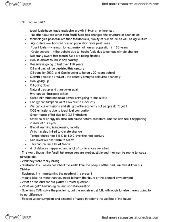 ECOR 1010 Lecture Notes - Lecture 1: Coal Oil, 6 Years, The Population Bomb thumbnail