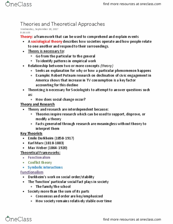 SOC 1001 Lecture Notes - Lecture 3: Robert D. Putnam, Television Consumption, Social Fact thumbnail