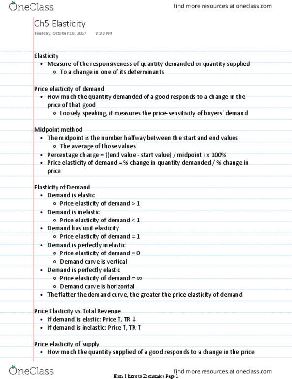 ECON 1 Lecture Notes - Lecture 2: Midpoint Method, Demand Curve thumbnail