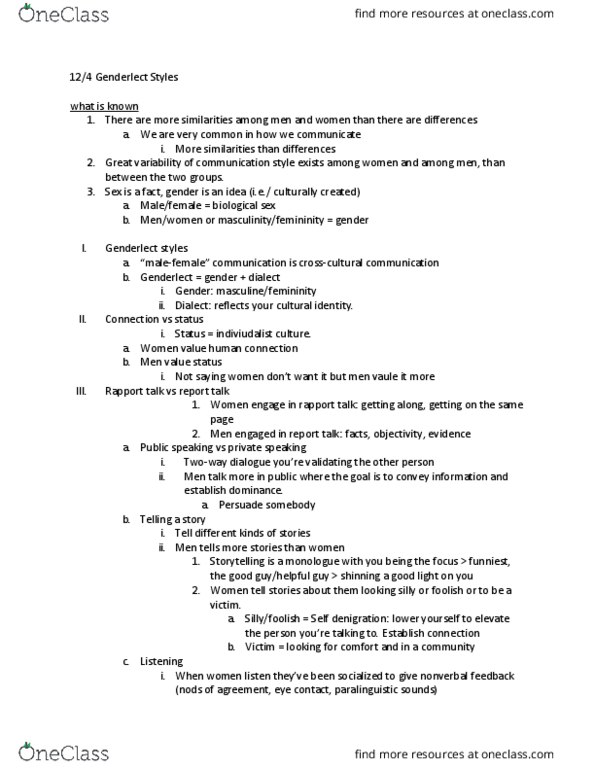 COMM 300 Lecture Notes - Lecture 13: Paralanguage, Sensitivity Training, Assertiveness thumbnail