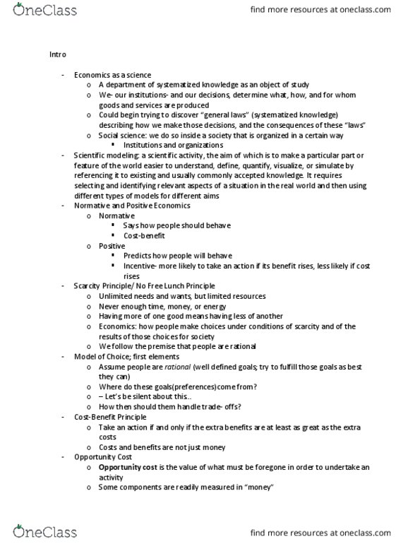 ECO 108 Chapter Notes - Chapter 1: Scientific Modelling, Opportunity Cost, Marginal Cost thumbnail