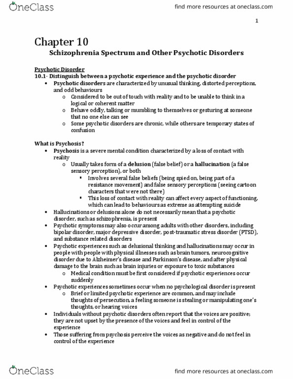Psychology 2030A/B Chapter Notes - Chapter 10: Brief Psychotic Disorder, Posttraumatic Stress Disorder, Dissociative Identity Disorder thumbnail