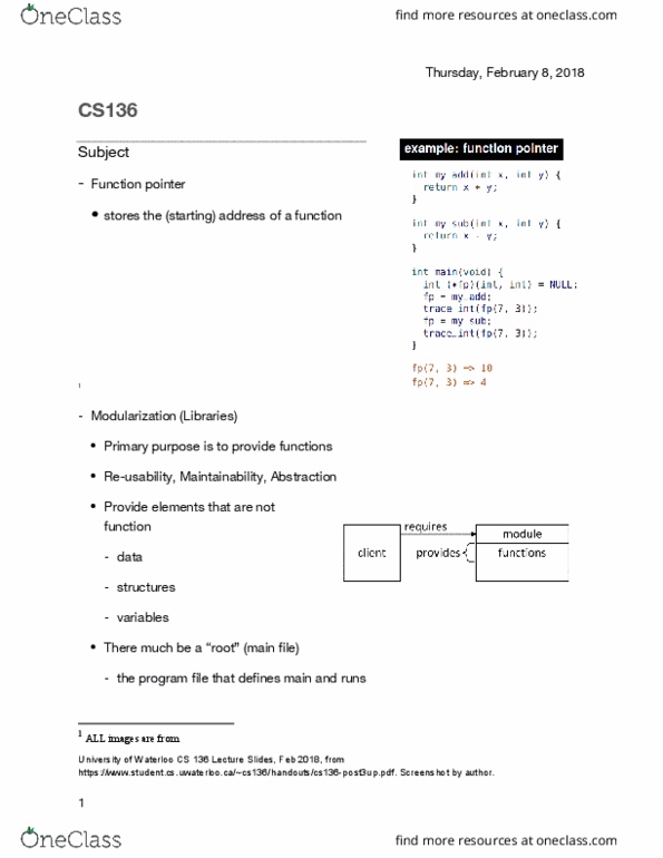 CS136 Lecture Notes - Lecture 11: Function Pointer, Maintainability, Semicolon thumbnail