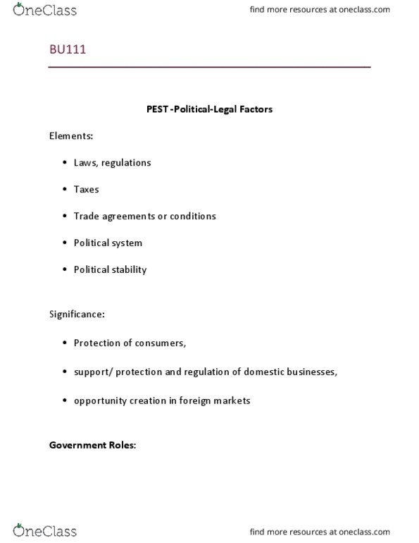 BU111 Lecture 59: PEST -Political-Legal Factors thumbnail