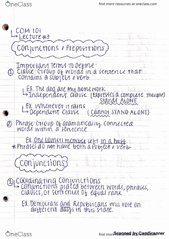 COM 101 Lecture 3: COM 101 Lecture #3, Conjunctions & Prepositions (SYRACUSE UNIVERSITY) thumbnail
