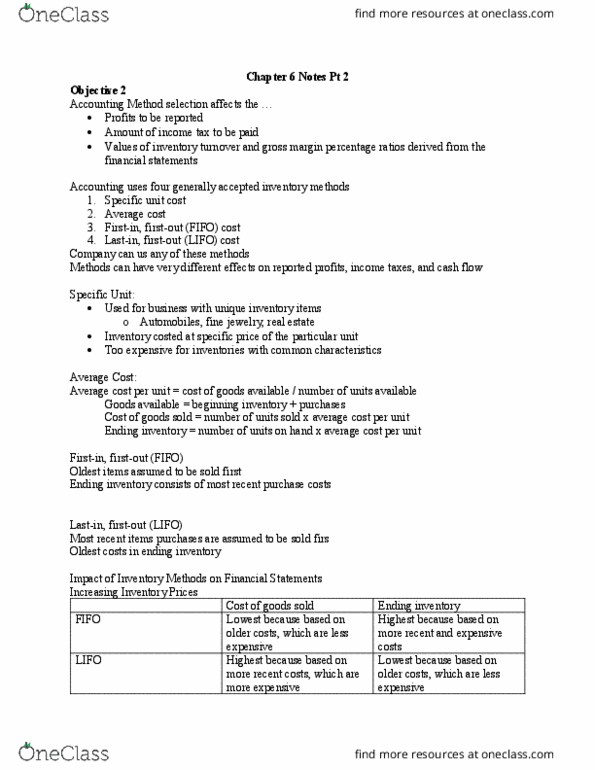 ACG 2021 Lecture Notes - Lecture 10: Inventory Turnover, Gross Margin, Financial Statement thumbnail