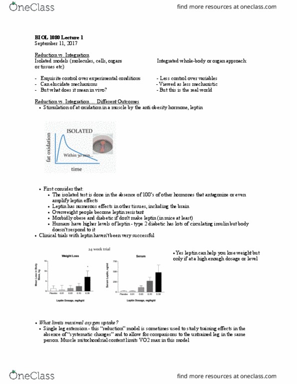 BIOL 1080 Lecture Notes - Lecture 1: Diabetes Mellitus Type 2, Vo2 Max, Leptin thumbnail
