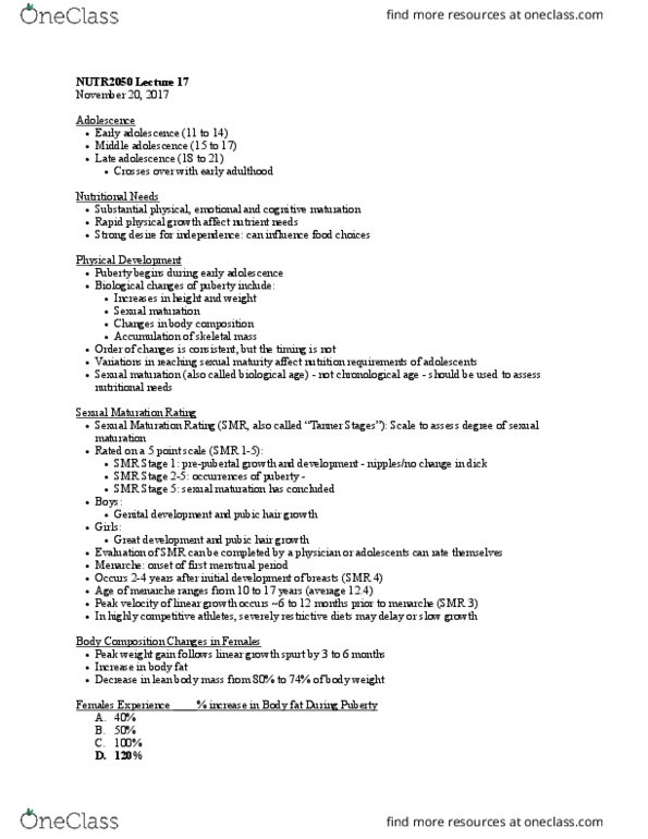 NUTR 2050 Lecture Notes - Lecture 17: Lean Body Mass, Pubic Hair, Linear Function thumbnail