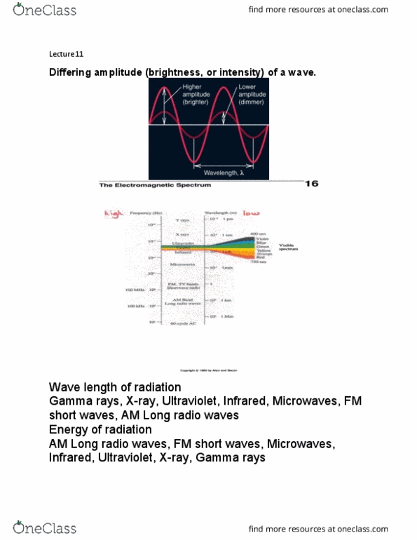 CHM120H5 Lecture Notes - Lecture 11: Wavelength, Flame thumbnail
