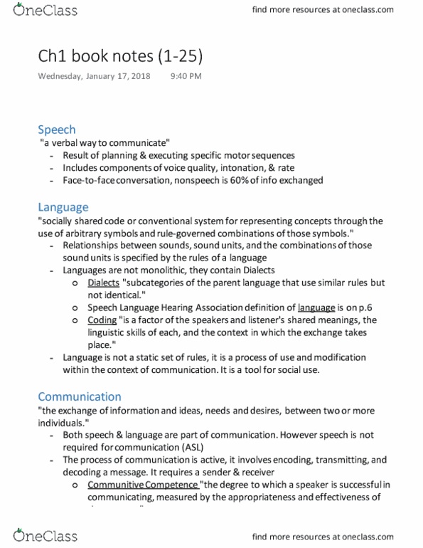 CSD-3366 Lecture Notes - Lecture 1: Paralanguage, Pragmatics, Proxemics thumbnail