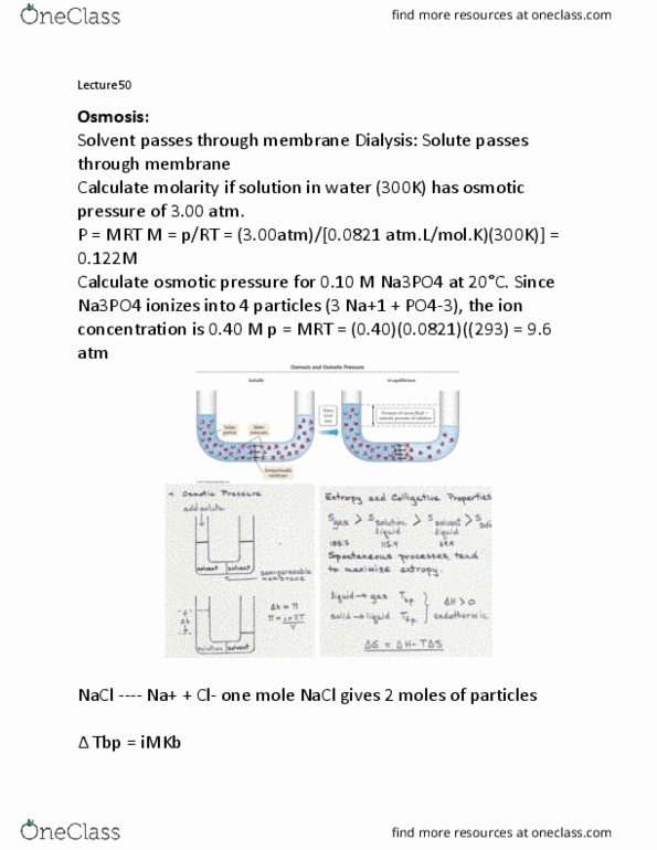 CHM120H5 Lecture Notes - Lecture 50: Sodium Chloride, Osmosis, Ethylene Glycol thumbnail