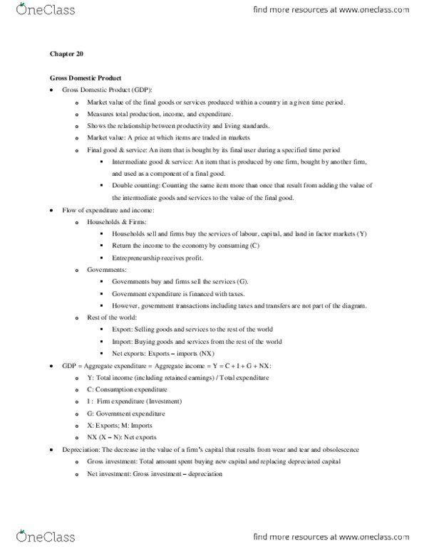 Economics 1022A/B Chapter Notes - Chapter 20: Income Approach, Final Good, Intermediate Good thumbnail