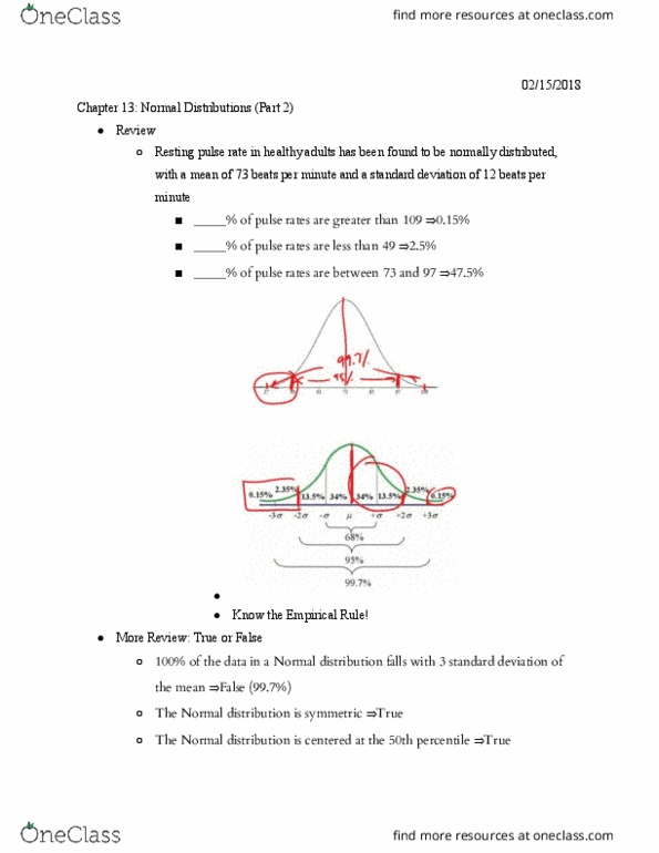 STAT 1350 Lecture Notes - Lecture 12: Normal Distribution, Standard Deviation, Standard Score thumbnail