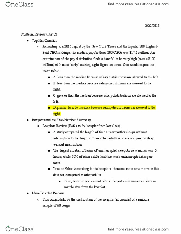 STAT 1350 Lecture Notes - Lecture 14: Box Plot, Summary Statistics, Standard Deviation thumbnail