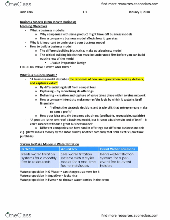 BU121 Lecture Notes - Lecture 1: Ath, Gilette, Tael thumbnail