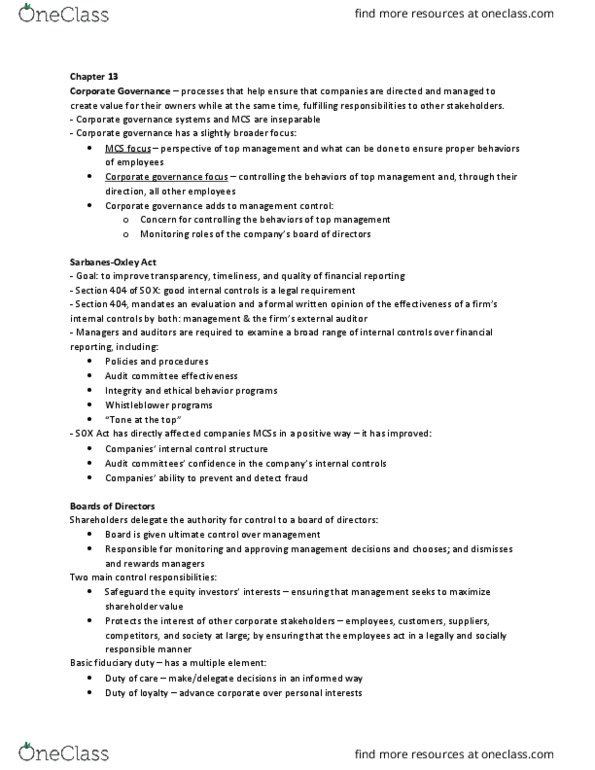 BUSI 4008 Lecture Notes - Lecture 9: External Auditor, Management Control System, Financial Statement thumbnail