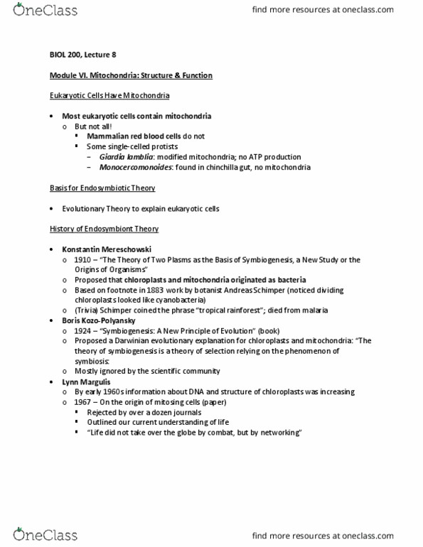 BIOL 200 Lecture Notes - Lecture 9: Botany, Chloroplast, Acetyl-Coa thumbnail