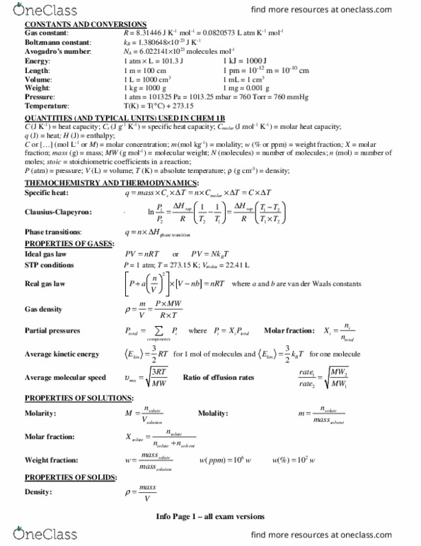 MATH 3B Lecture Notes - Lecture 1: Boltzmann Constant, Real Gas, Ideal Gas Law thumbnail