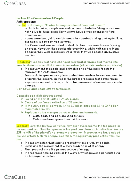 BIOD54H3 Lecture Notes - Lecture 5: Novel Ecosystem, Wicked Problem, Cane Toad thumbnail